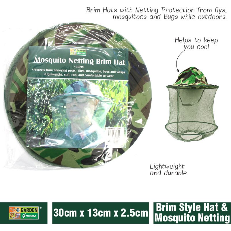 Hat Brim Style & Mosquito Netting 30cm x13cm x 2.5cm