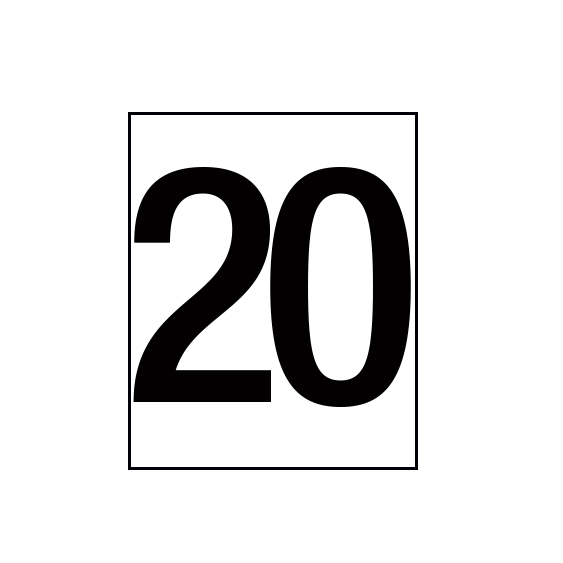 Arena Marker Numbers Black 250mm high 3 x '20'