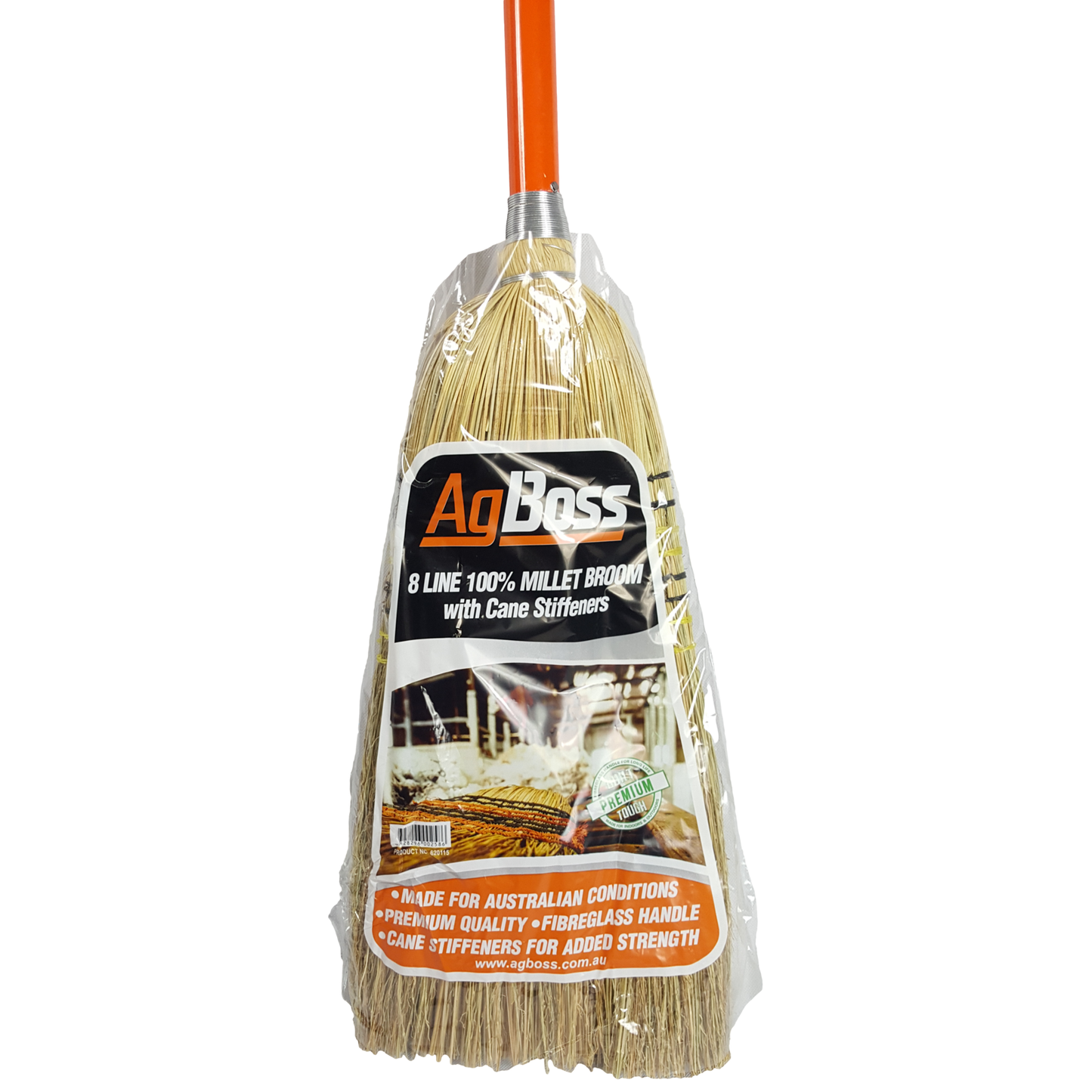 8 Tie Millet Broom with Cane Inserts