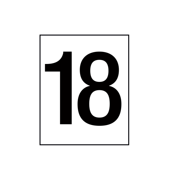 Arena Marker Numbers Black 250mm high 3 x '18'