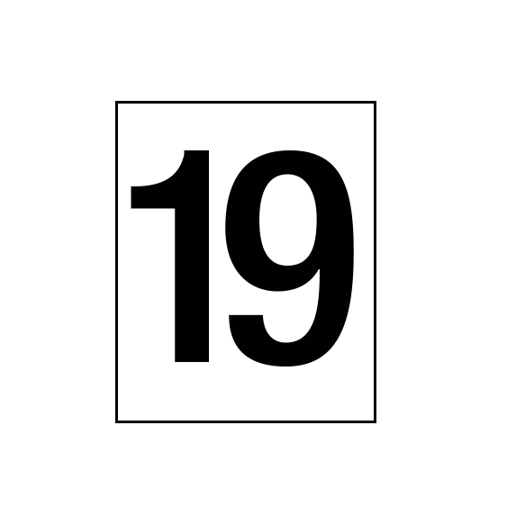 Arena Marker Numbers Black 250mm high 3 x '19'