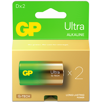 Battery 1.5V Ultra Alkaline D GP Brand - Card of 2.
