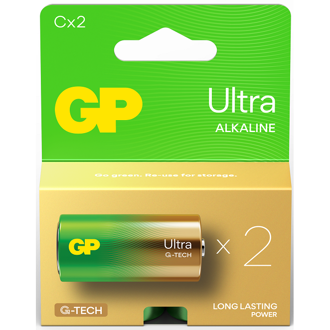 Battery 1.5V Ultra Alkaline C GP Brand - Card of 2.