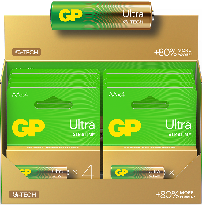 Battery 1.5V Ultra Alkaline AA GP Brand - Card of 4.