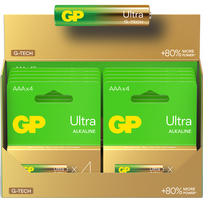 Battery 1.5V Ultra Alkaline AAA GP Brand - Card of 4.
