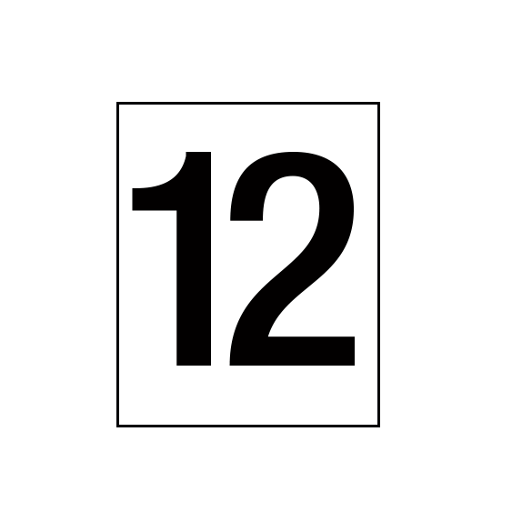 Arena Marker Numbers Black 250mm high 3 x '12'