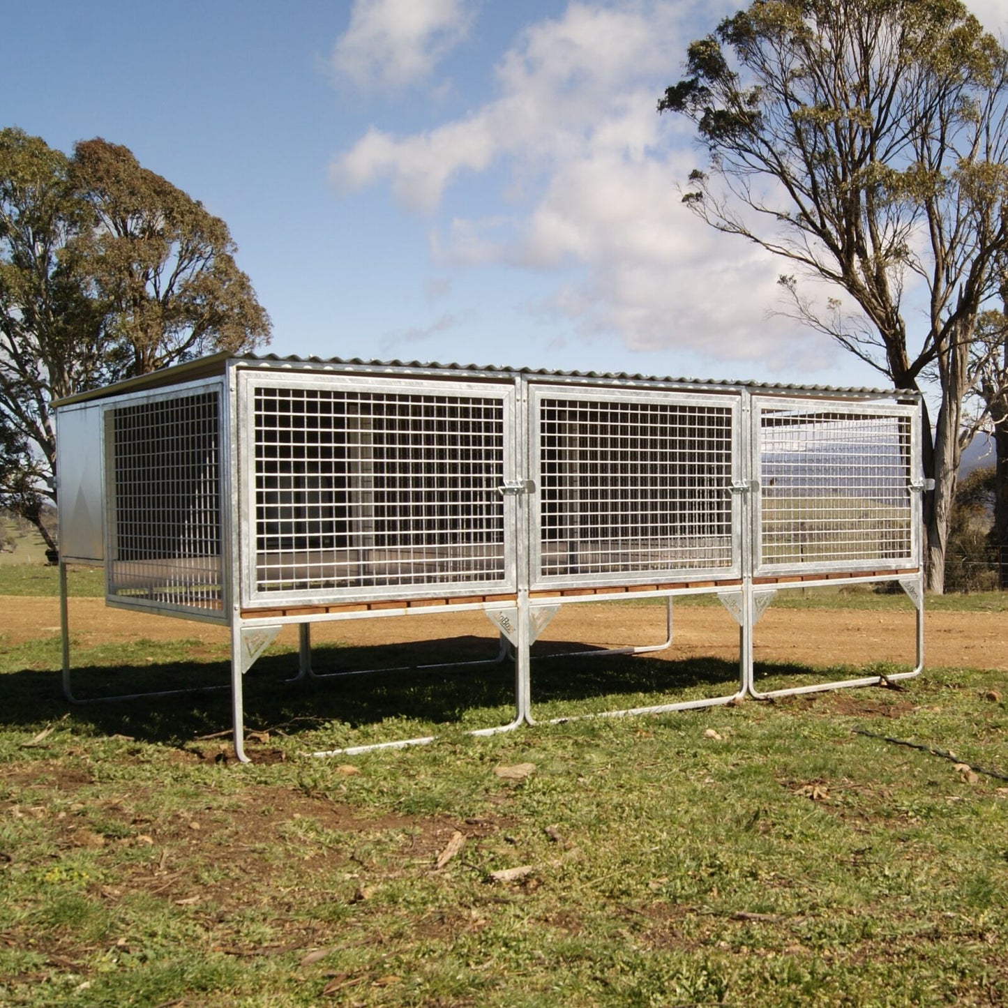 SDK Raised Dog Kennel 3 Bay  Flat Pack