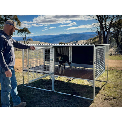 SDK Raised Dog Kennel 3 Bay  Flat Pack