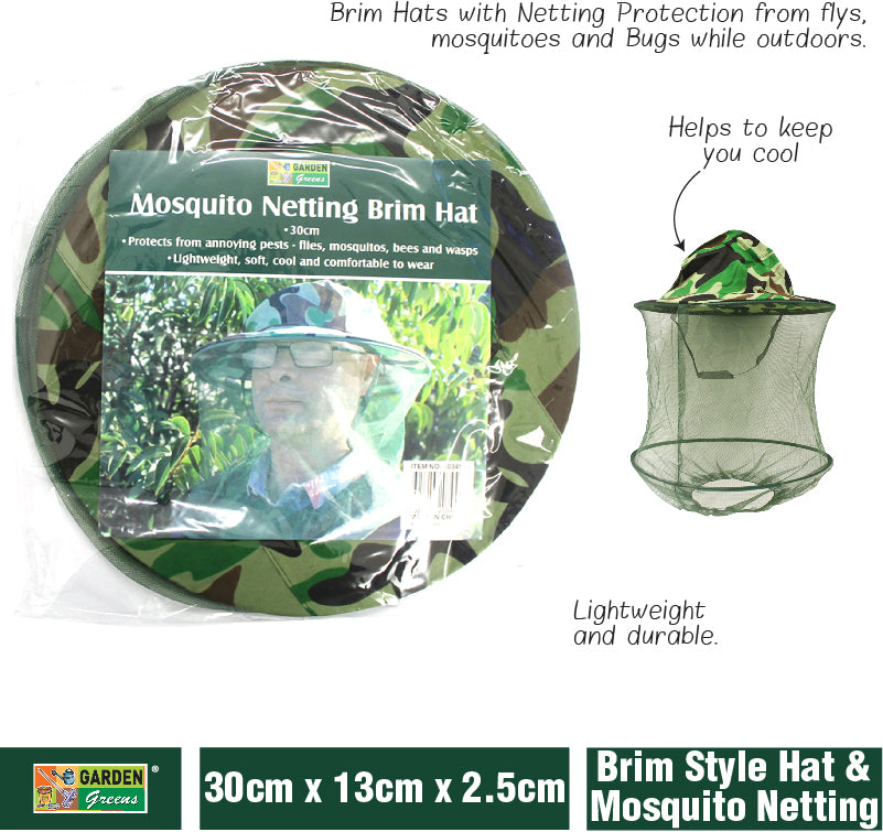 Hat Brim Style & Mosquito Netting 30cm x13cm x 2.5cm