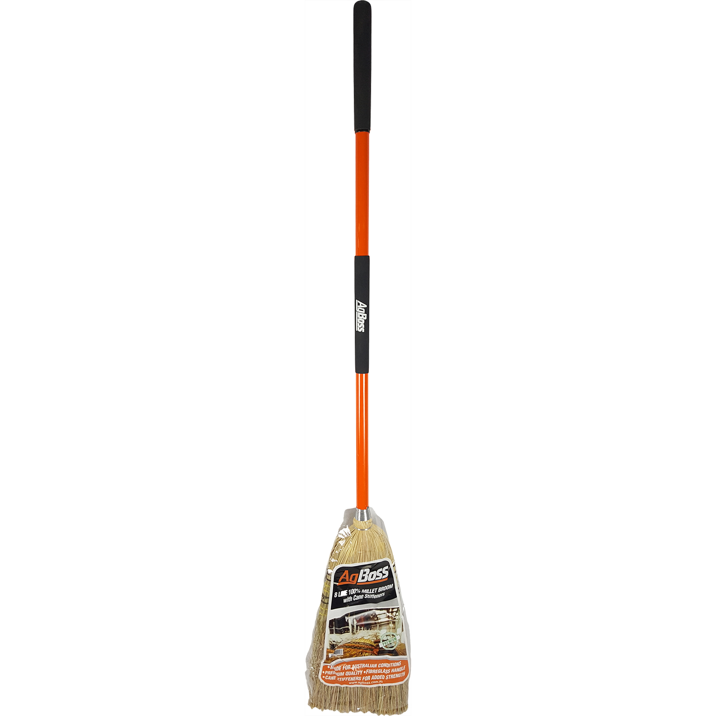 8 Tie Millet Broom with Cane Inserts