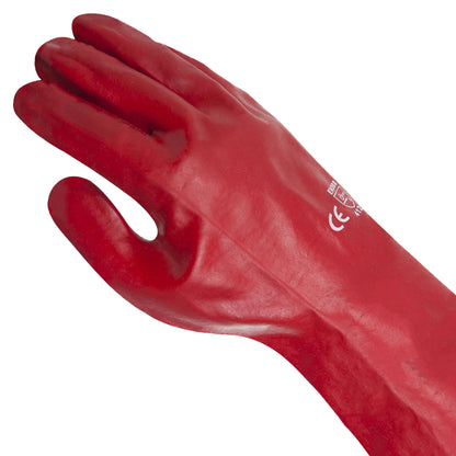 PVC 45cm Red Single Dip Gloves Size 10 (L)