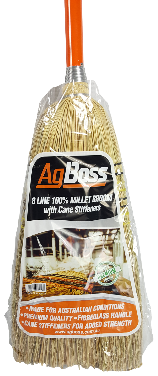 8 Tie Millet Broom with Cane Inserts