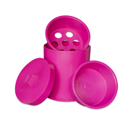 Grazer Feed Bin, Hay + Water Inserts and Lid - Pink