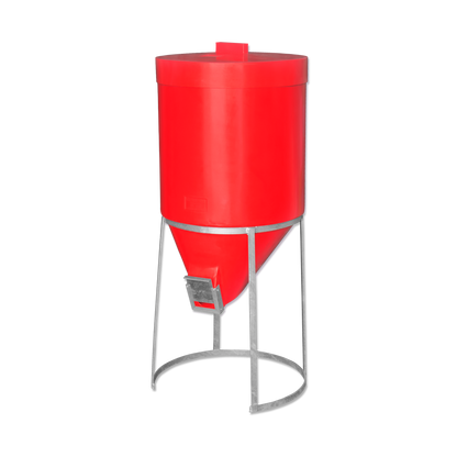 200 litre Silo & Galvanised Stand - Red - Fine Feed