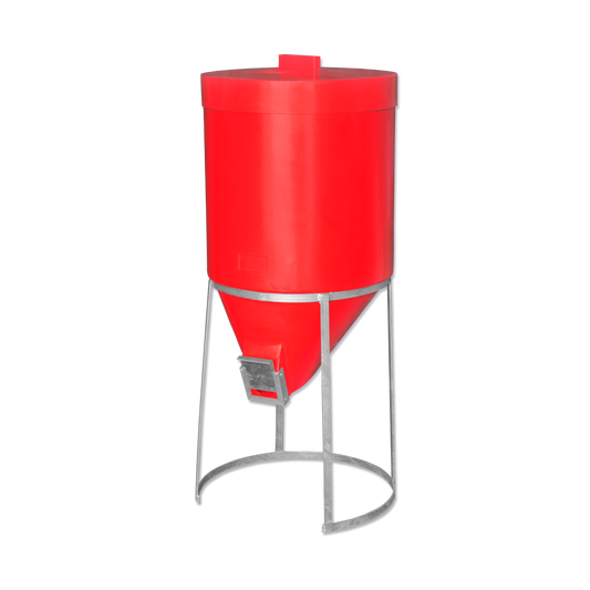 200 litre Silo & Galvanised Stand - Red - Fine Feed