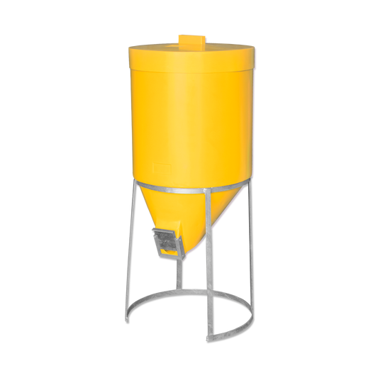 200 litre Silo & Galvanised Stand - Yellow - Fine Feed