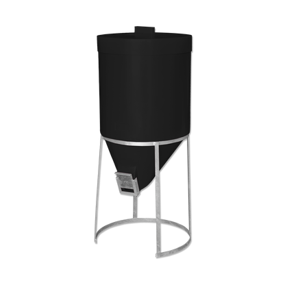 200 litre Silo & Galvanised Stand - Black  - Fine Feed