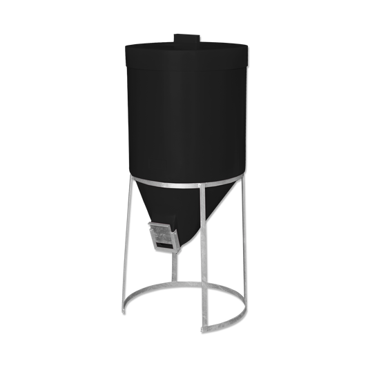 200 litre Silo & Galvanised Stand - Black  - Fine Feed