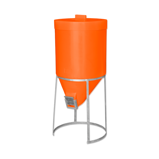 200 litre Silo & Galvanised Stand - Orange  - Fine Feed