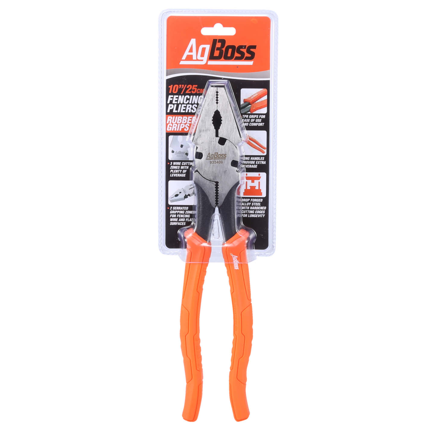 AgBoss Fencing Pliers 250mm/10" - Rubber Grips