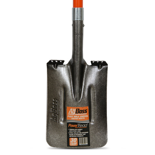 AgBoss PowerTread Range | Post Hole Shovel Square - Long Fibreglass Handle