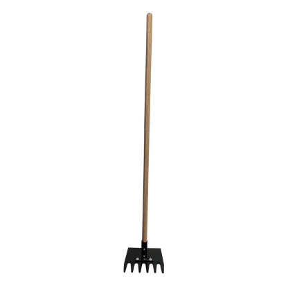 IronShield Fire Rake - Wooden Handle