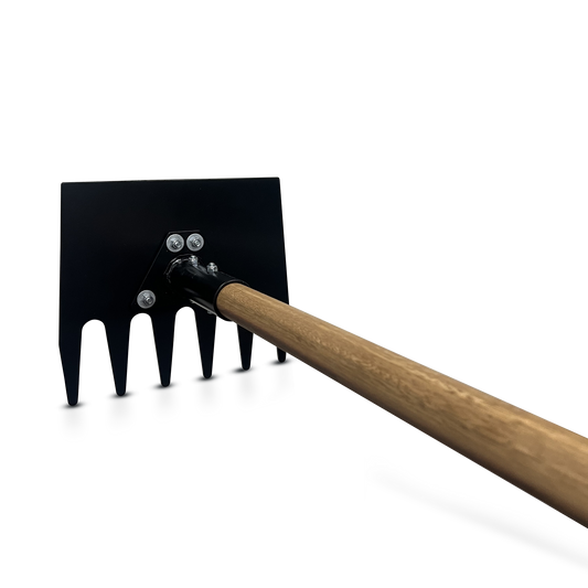 IronShield Fire Rake - Wooden Handle
