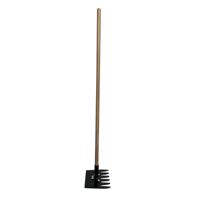 IronShield Fire Rake - Wooden Handle