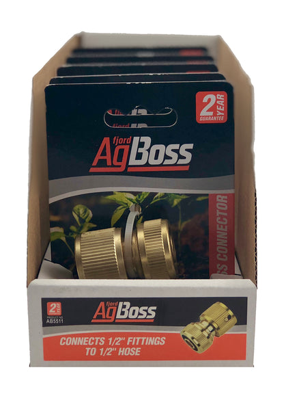 AgBoss 1/2" Brass hose connector