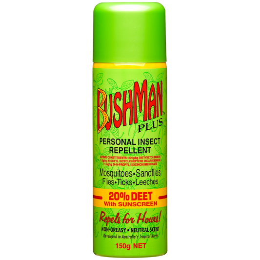 Bushman 'Plus' Aerosol - 20% Deet with Sunscreen (150g)