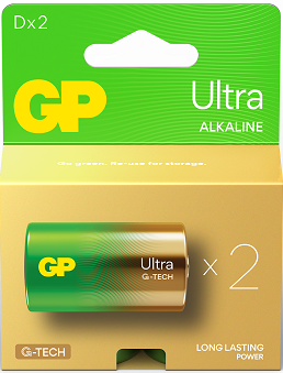 Battery 1.5V Ultra Alkaline D GP Brand - Card of 2.