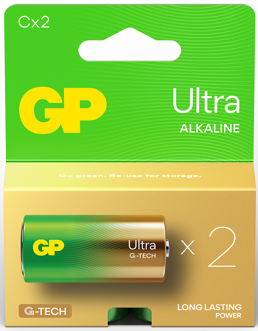 Battery 1.5V Ultra Alkaline C GP Brand - Card of 2.