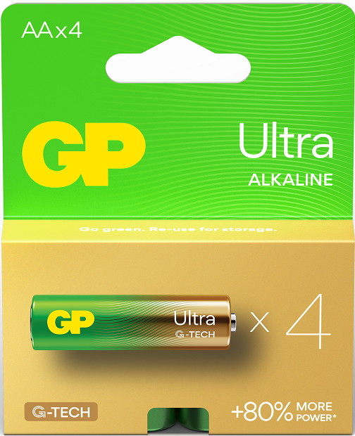Battery 1.5V Ultra Alkaline AA GP Brand - Card of 4.