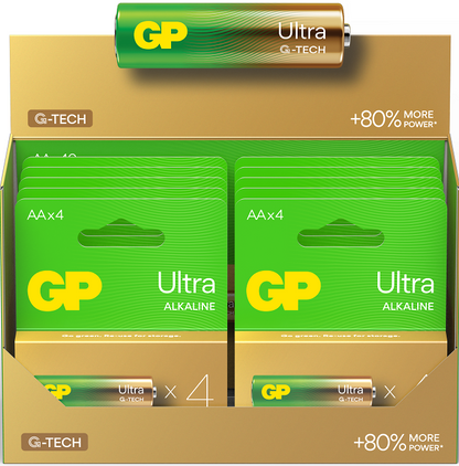 Battery 1.5V Ultra Alkaline AA GP Brand - Card of 4.