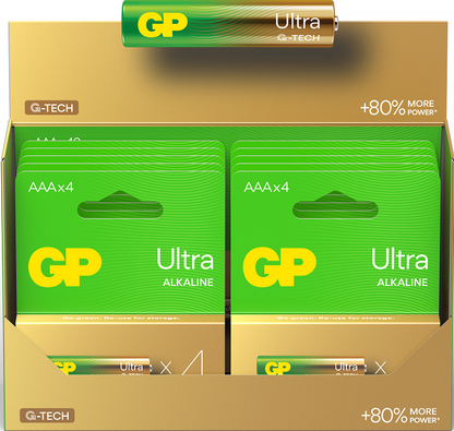 Battery 1.5V Ultra Alkaline AAA GP Brand - Card of 4.