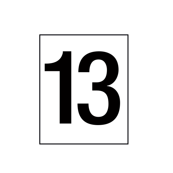 Arena Marker Numbers Black 250mm high 3 x '13'