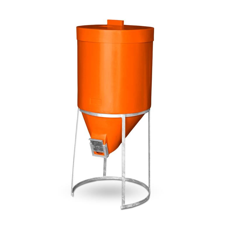 200 litre Silo & Galvanised Stand - Orange - Larger Feed