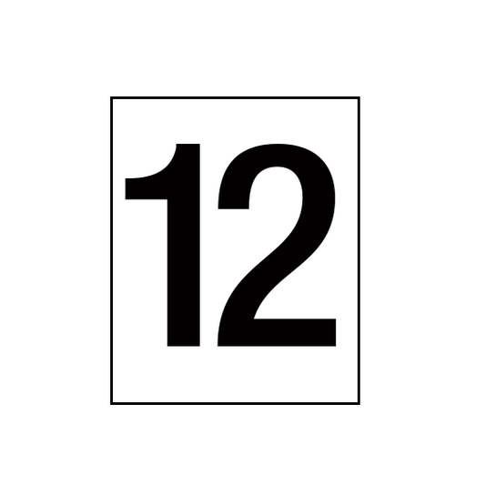 Arena Marker Numbers Black 250mm high 3 x '12'