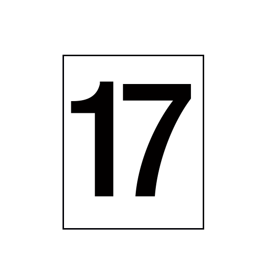 Arena Marker Numbers Black 250mm high 3 x '17'