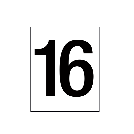 Arena Marker Numbers Black 250mm high 3 x '16'